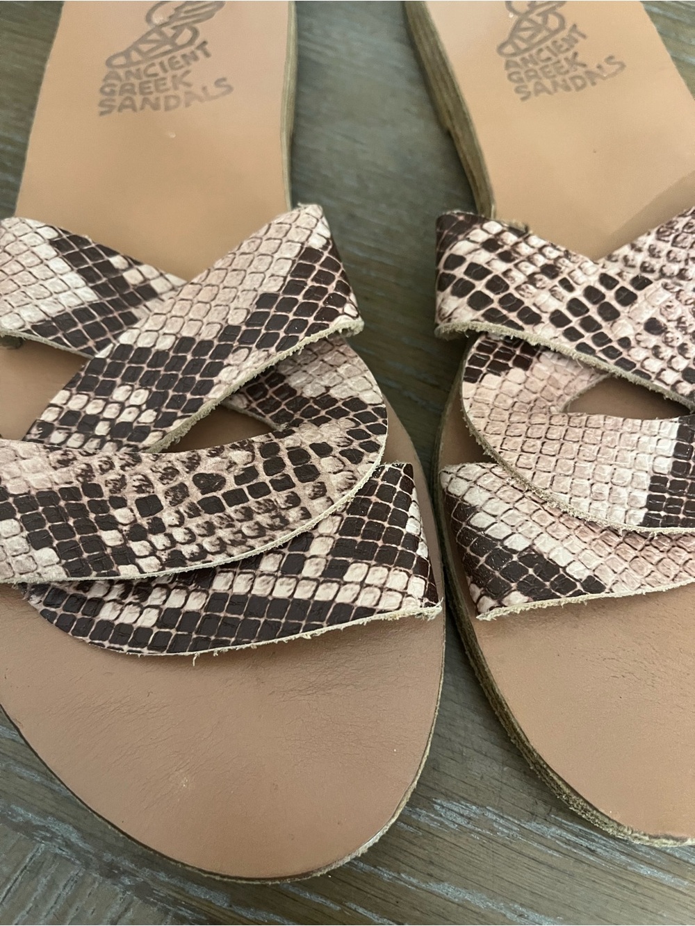 ANCIENT GREEK Desmos Snake Print
Leather Slides Flats Slip On Sandals
Size 9 - Picture 7 of 11